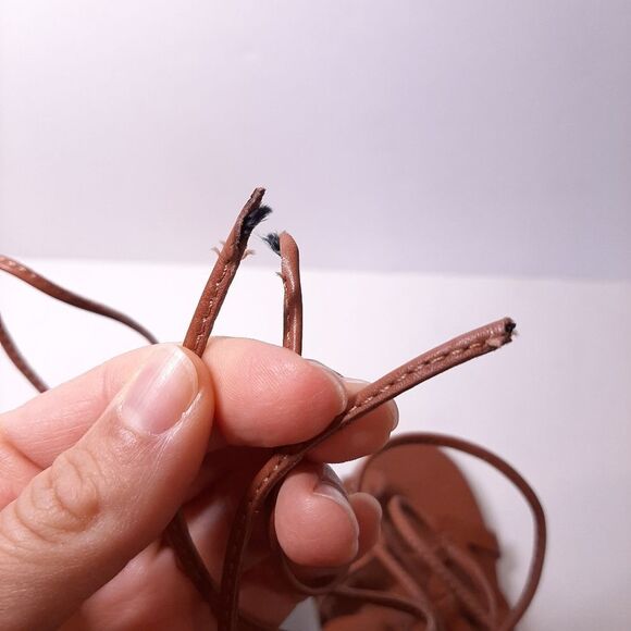 🍁WISHBONE Faux Leather Strappy Lace Up Espadrille Wedge Sandals Heels Shoes - Picture 11 of 13